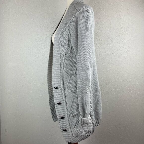 VENUS Gray Extra Long Open Front Cardigan Sweater Size M EUC - Picture 3 of 7